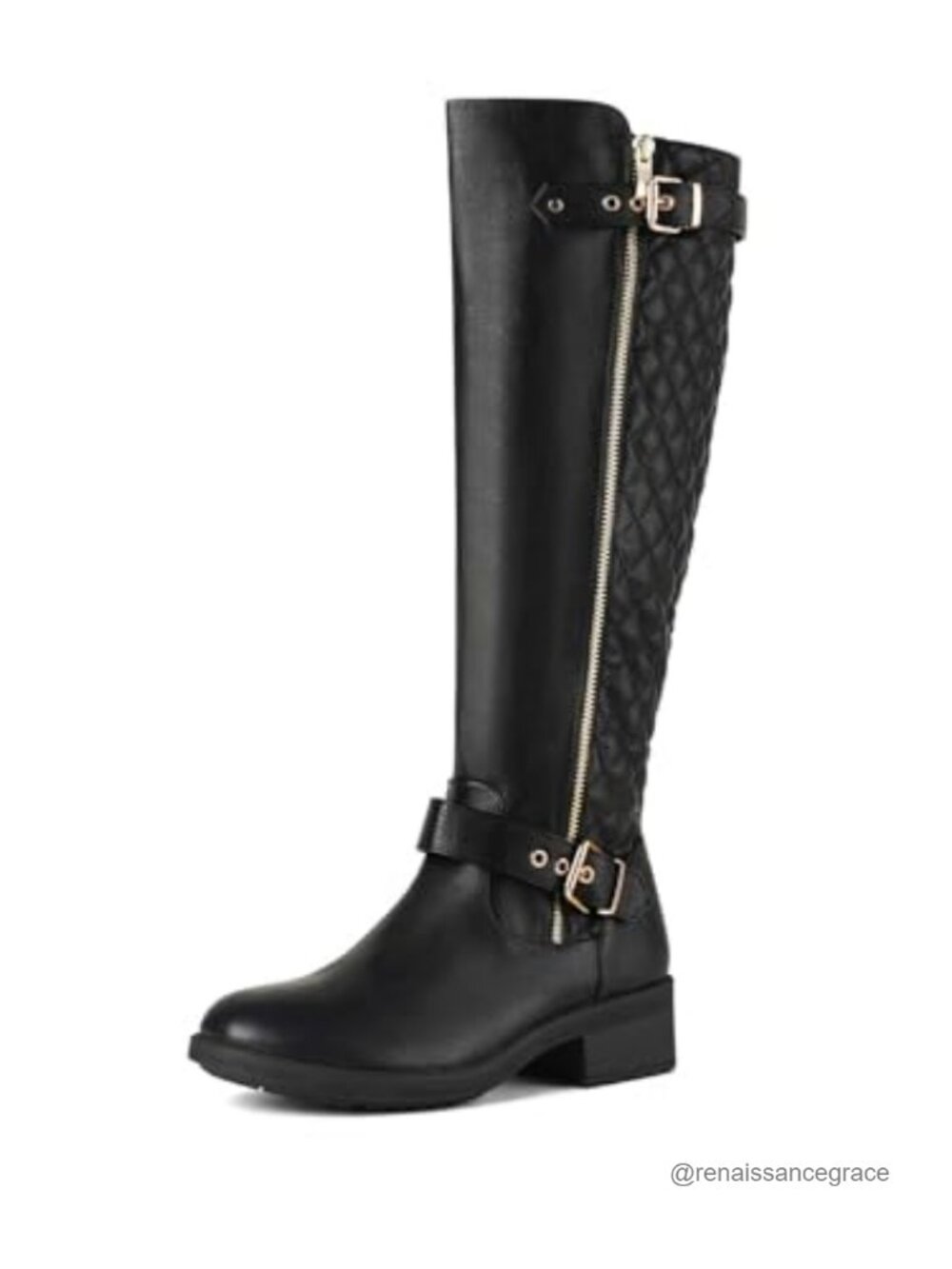 Women's Knee-High Riding Boots Faux Leather Side Zip